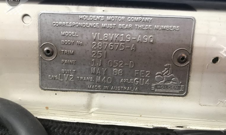 Holden Commodore VL Brock Replica Certification Number | Muscle Car Warehouse